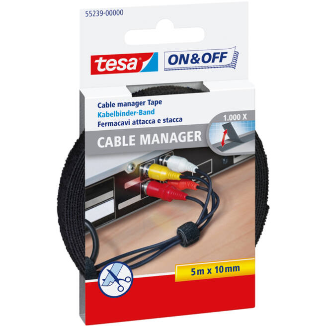 Kabelmanager tesa® On & Off bundelen 5mx10mm zwart