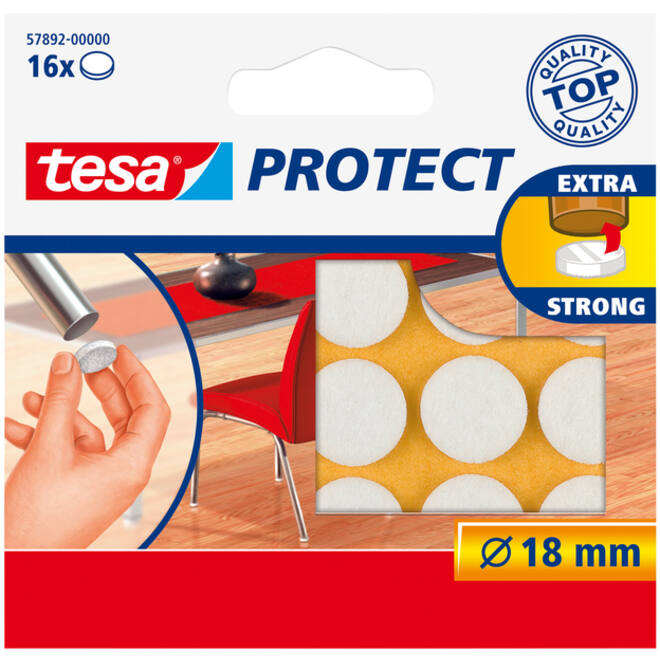 Beschermvilt tesa® Protect anti-kras Ø18mm wit 16 stuks