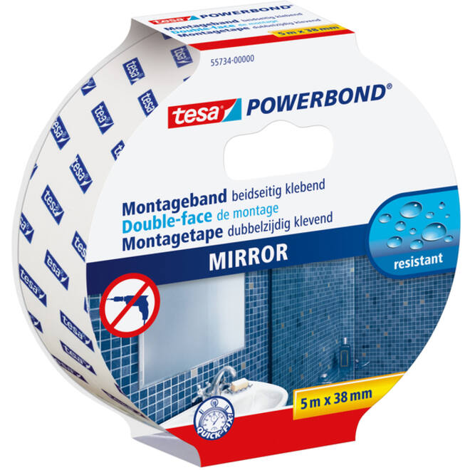 Montagetape tesa® Powerbond Spiegel dubbelzijdig 5mx38mm wit
