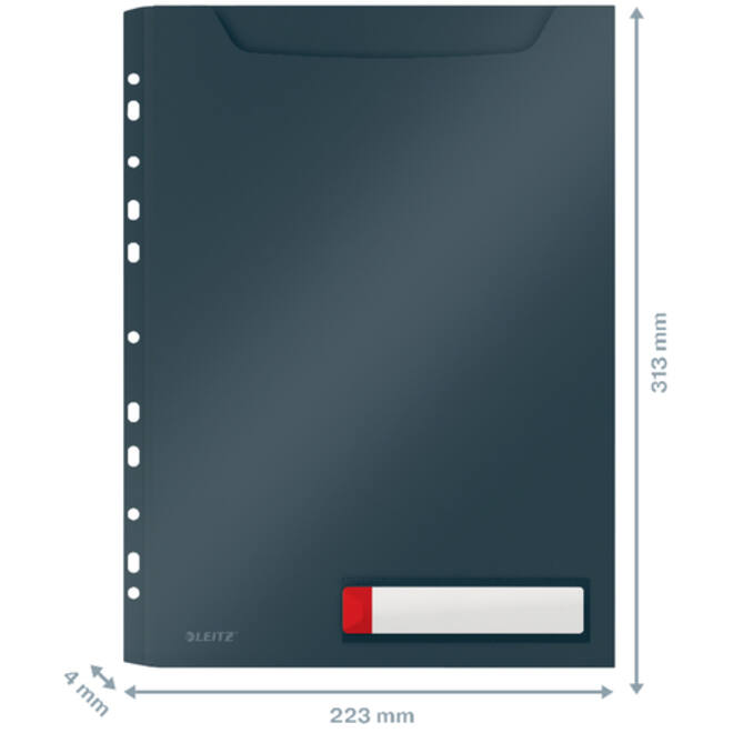 Insteekmap U-model Leitz Cosy harmonica A4 met perforatiestrip PP grijs