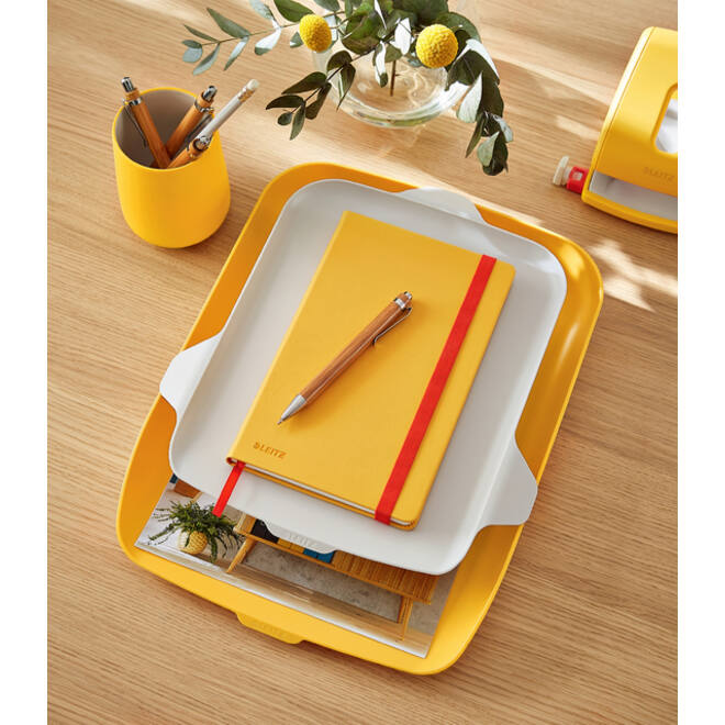 Brievenbak Leitz Cosy met desk organiser geel