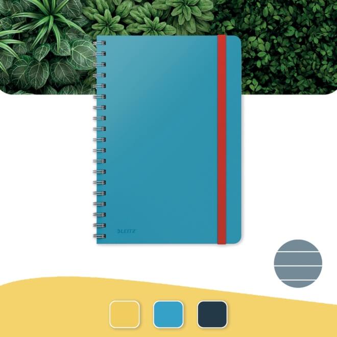 Notitieboek Leitz Cosy B5 160blz 100gr spiraal lijn blauw