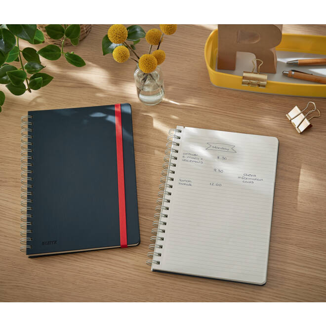 Notitieboek Leitz Cosy B5 160blz 100gr spiraal lijn grijs