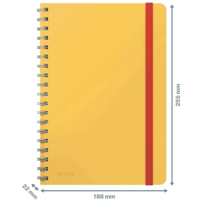 Notitieboek Leitz Cosy B5 160blz 100gr spiraal lijn geel