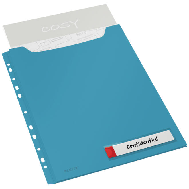 Insteekmap U-model Leitz Cosy harmonica A4 met perforatiestrip PP blauw