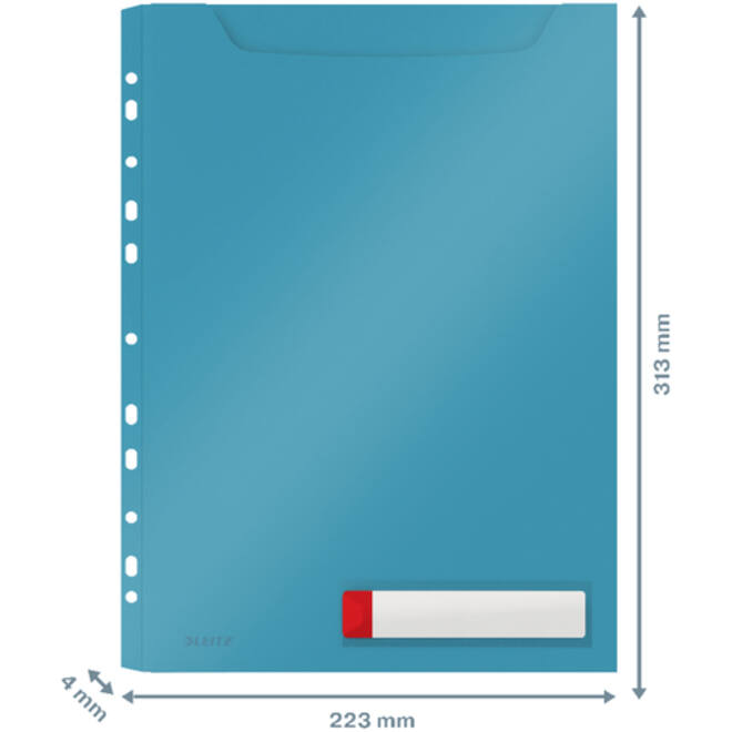 Insteekmap U-model Leitz Cosy harmonica A4 met perforatiestrip PP blauw