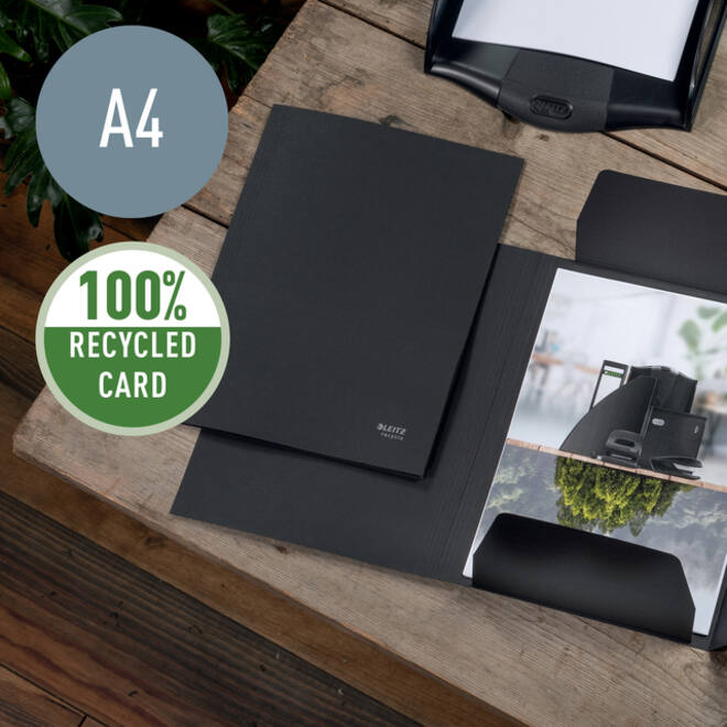 Dossiermap Leitz Recycle A4 3-kleps karton zwart