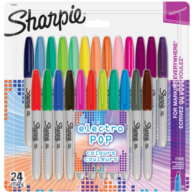 Viltstift Sharpie Electro Pop rond 0.9mm blister à 24 kleuren