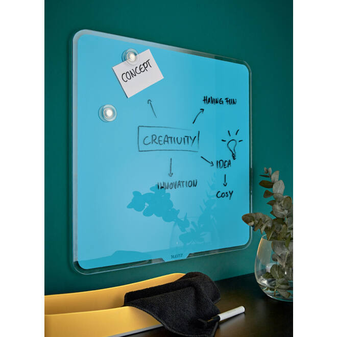 Glasbord Leitz Cosy magnetisch 450x450mm blauw