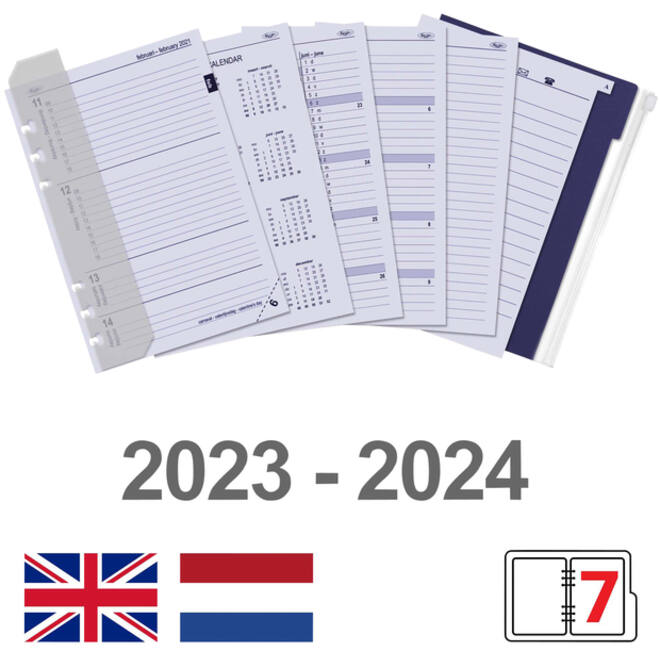 Organizer Kalpa A5 inclusief agenda 2024-2025 7dagen/2pagina's croco rose