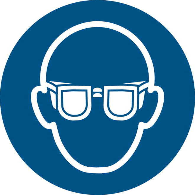 Pictogram bordje Djois Oogbescherming verplicht Ø200mm blauw