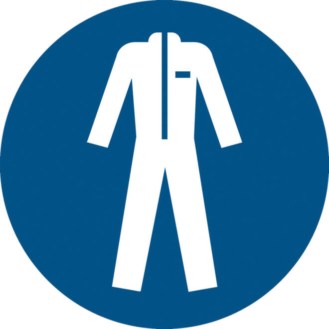 Pictogram bordje Djois Beschermende werkkleding verplicht Ø 200mm Blauw