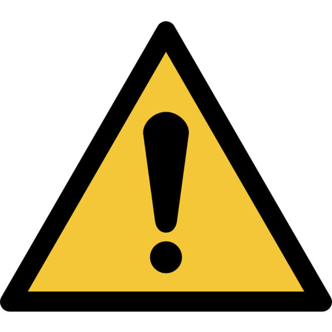 Pictogram bordje Djois Algemene waarschuwing 200x176mm Geel