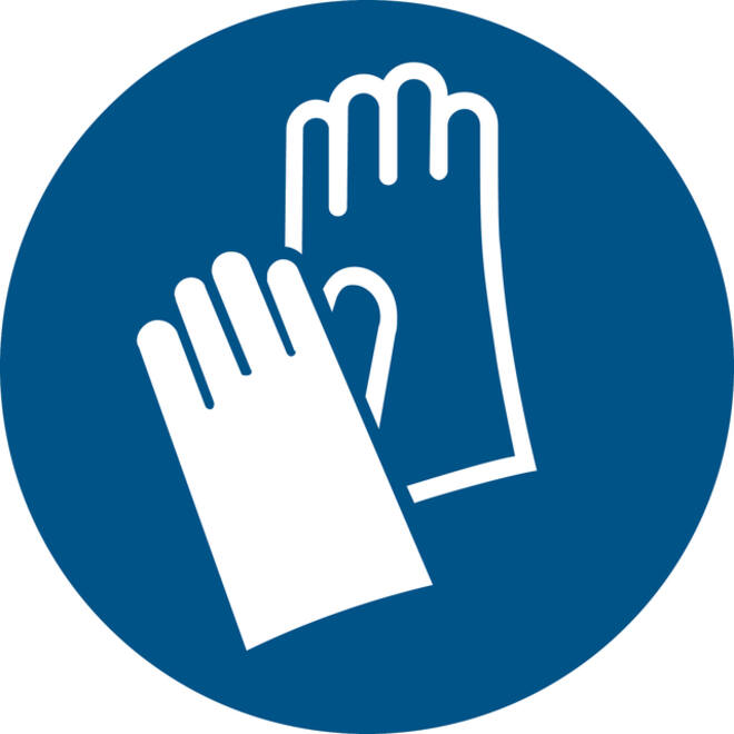 Pictogram bordje Djois Veiligheidshandschoenen verplicht Ø 200mm Blauw