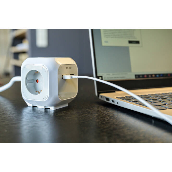 Stekkerblok Brennenstuhl 4 voudig inclusief 2 USB 140cm wit/grijs