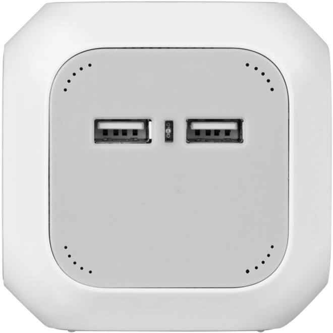 Stekkerblok Brennenstuhl 4 voudig inclusief 2 USB 140cm wit/grijs