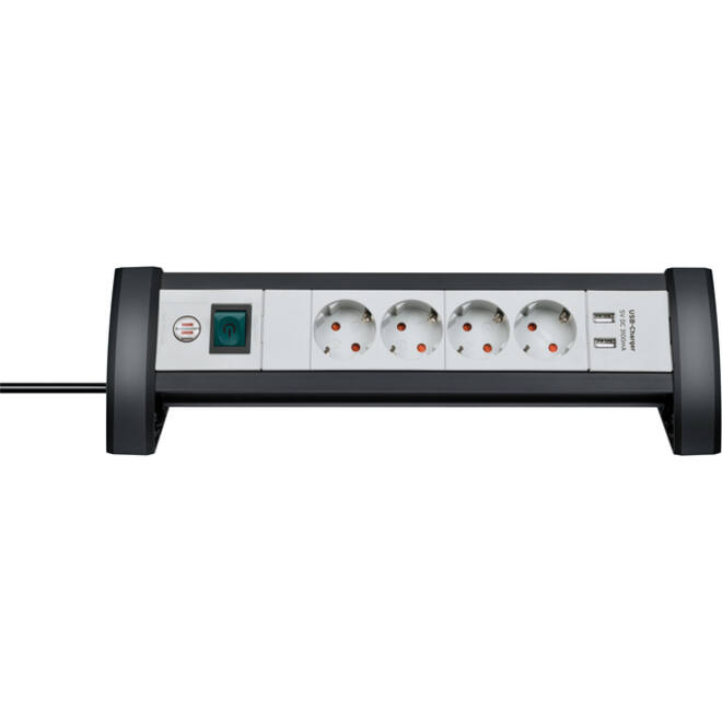 Stekkerdoos Brennenstuhl bureau Premium 4 voudig inclusief 2 USB 1.8 meter wit/grijs