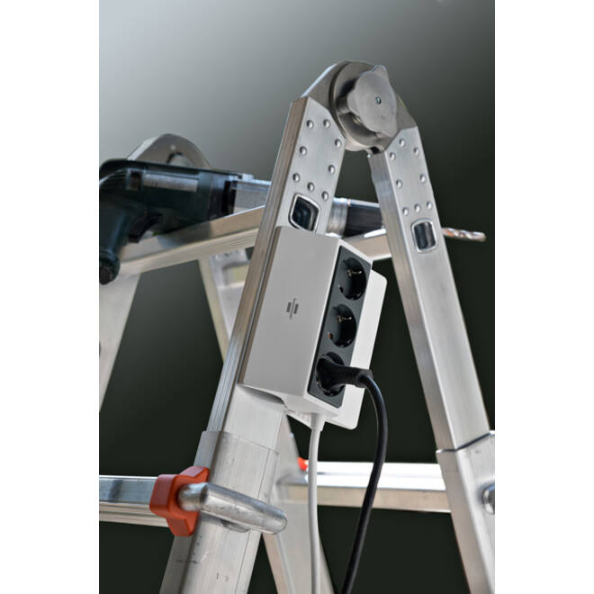 Stekkerdoos Brennenstuhl bureau klembaar 3 voudig 3 meter grijs/wit