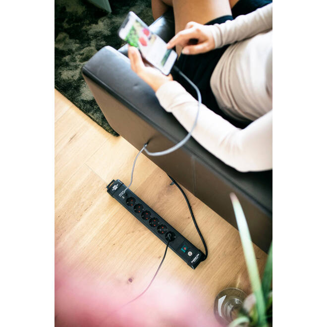 Stekkerdoos Brennenstuhl Premium 6 voudig inclusief 2 USB 3 meter zwart