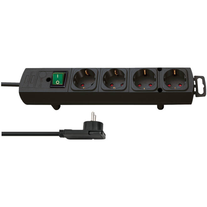 Stekkerdoos Brennenstuhl Comfort Plus 4 voudig inclusief platte stekker 2 meter zwart