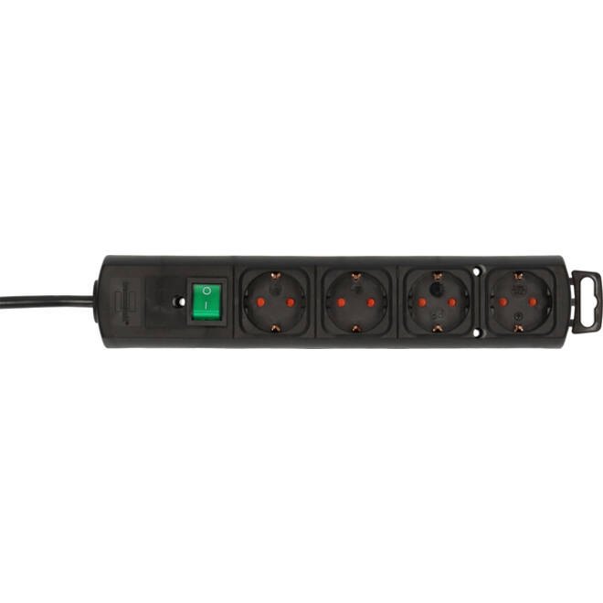 Stekkerdoos Brennenstuhl Comfort Plus 4 voudig inclusief platte stekker 2 meter zwart