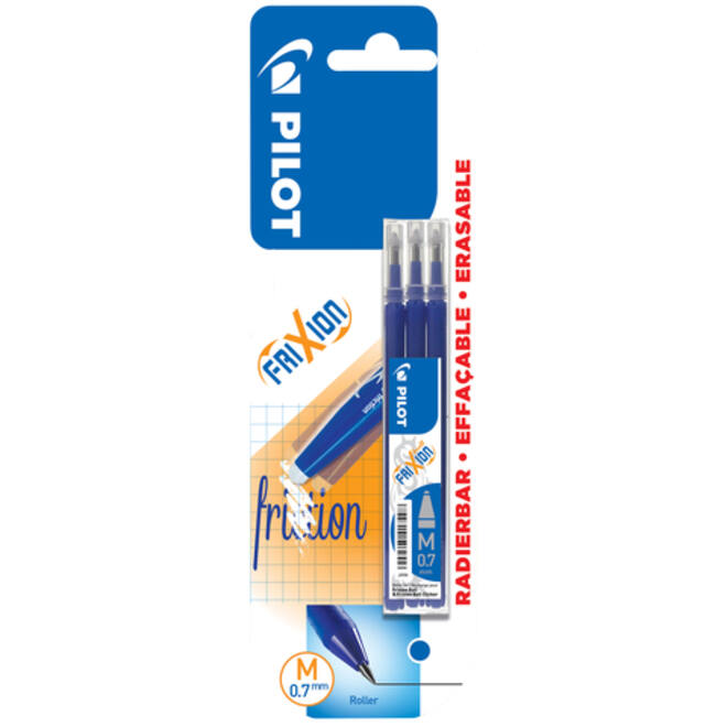 Rollerpenvulling PILOT friXion medium blauw blister à 3 stuks