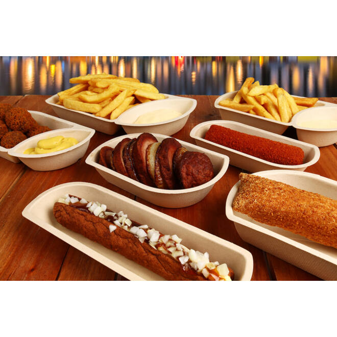 Snackbakje IEZZY A14 suikerriet PFAS-vrij 194x122x36mm 50 stuks