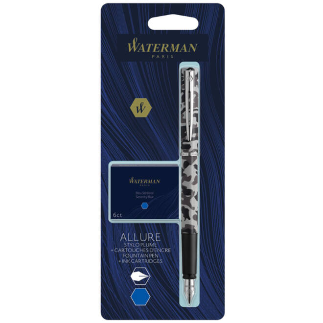 Vulpen Waterman Allure camouflage fijn + inktpatronen blauw