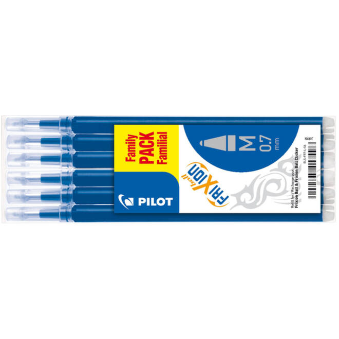 Rollerpenvulling PILOT friXion medium blauw set à 6 stuks