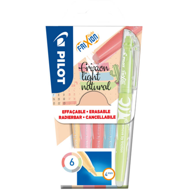 Markeerstift PILOT friXion light naturel assorti set à 6 stuks