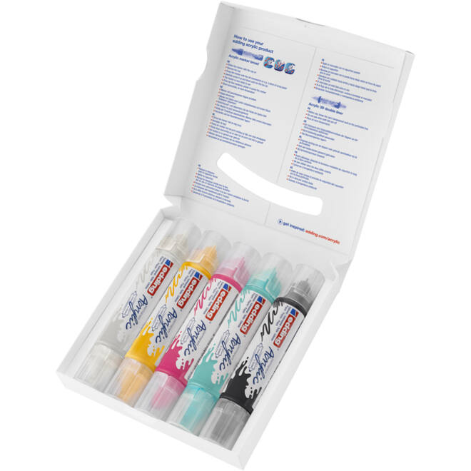 Acrylmarker edding e-5400 3D double liner medium basis assorti set à 5 stuks
