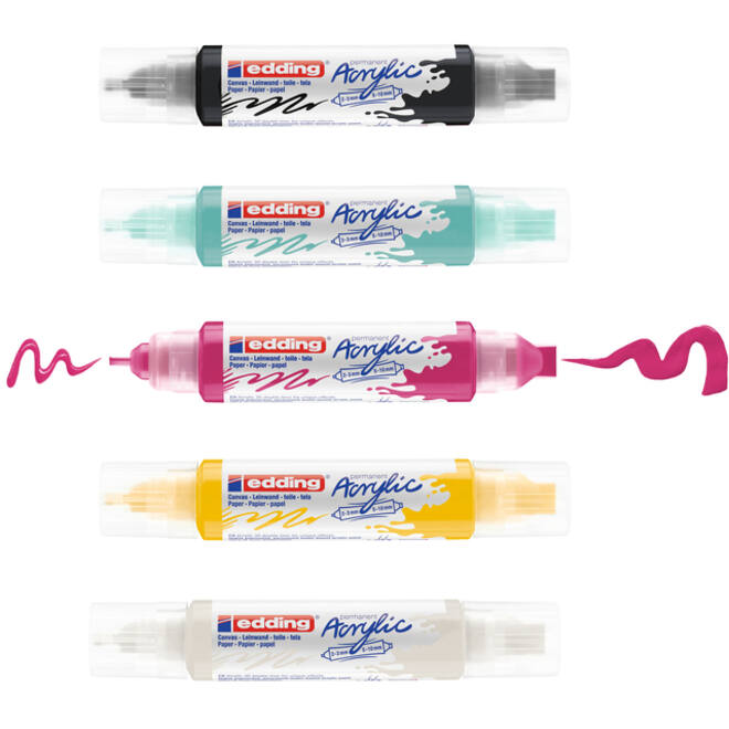 Acrylmarker edding e-5400 3D double liner medium basis assorti set à 5 stuks