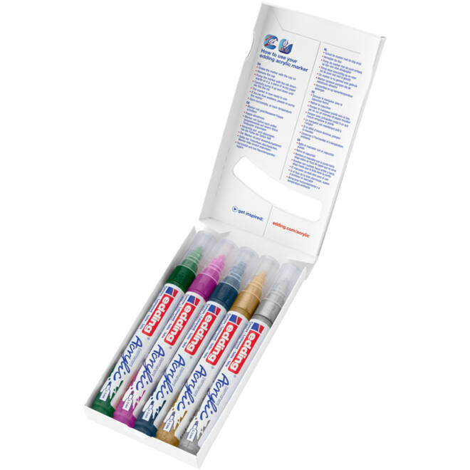 Acrylmarker edding e-5100 medium metallic assorti set à 5 stuks