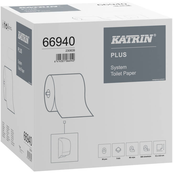 Toiletpapier Katrin Plus System 2-laags 800vel 36rollen wit