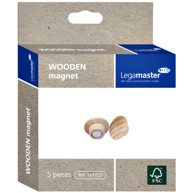 Magneet Legamaster hout 5 stuks
