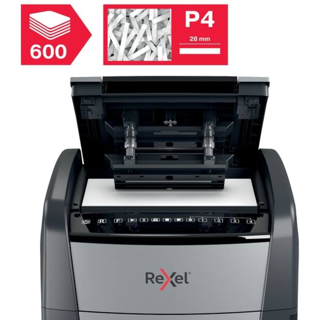 Papiervernietiger Rexel Optimum Auto+ 600X P4 snippers 4x30mm