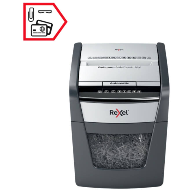 Papiervernietiger Rexel Optimum Auto+ 50X P4 snippers 4x28mm