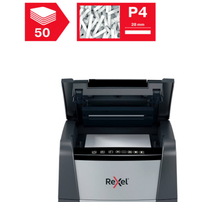 Papiervernietiger Rexel Optimum Auto+ 50X P4 snippers 4x28mm