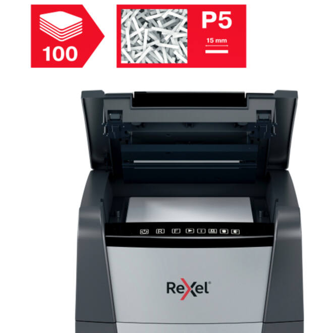 Papiervernietiger Rexel Optimum Auto+ 100M P5 snippers 2x15mm