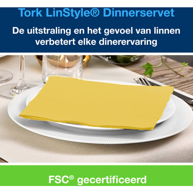 Dinnerservetten Tork LinStyle® 1/4-vouw 1-laags 50st mosterdgeel 478882