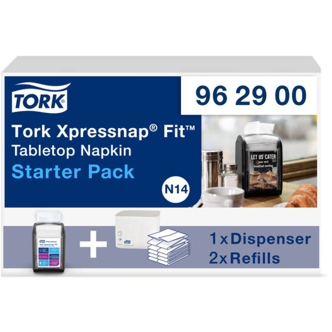 Servetdispenser Tork N14 Xpressnap Fit Signature line startpakket zwart 962900