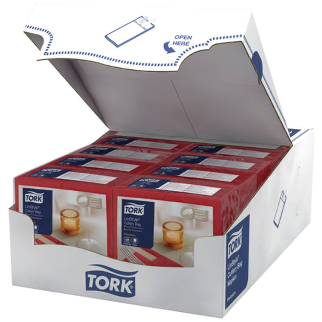 Pochette Tork LinStyle® 1-laags 50st duurzaam rood 509604