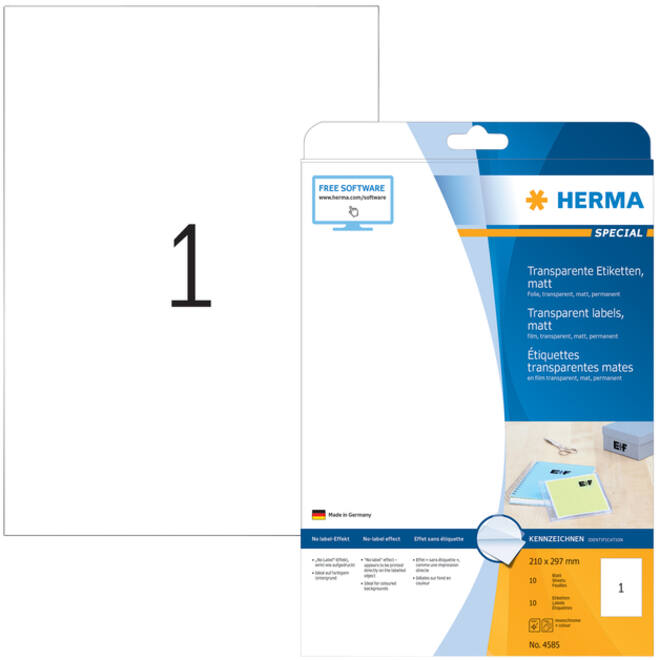 Etiket HERMA 4585 210x297mm weerbestendig transparant mat 10stuks