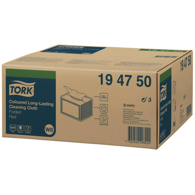 Reiningingsdoek Tork Long Lasting W8 multifunctioneel rood 194750