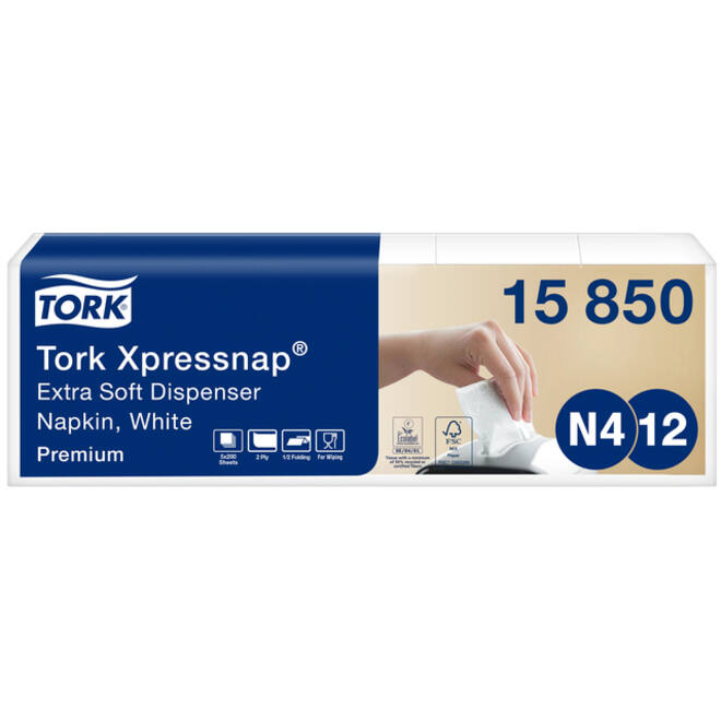Servetten Tork Expressnap N4 extra zacht premium 1/2 vouw 2-laags wit 15850