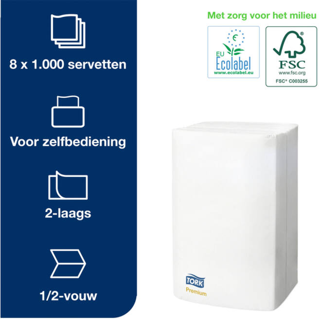 Servetten Tork Expressnap N4 extra zacht premium 1/2 vouw 2-laags wit 15850