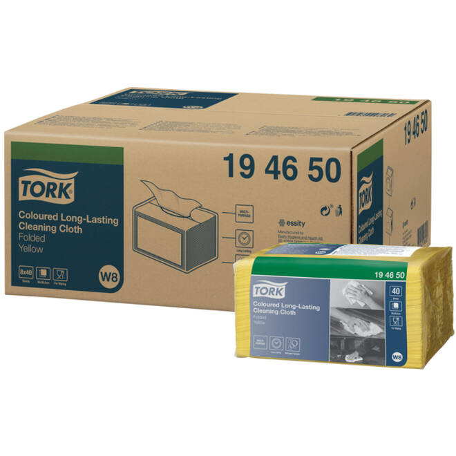 Reinigingsdoek Tork W8 Premium 1-laags 40 vel geel 194650