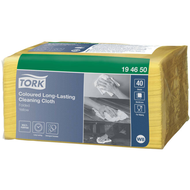Reinigingsdoek Tork W8 Premium 1-laags 40 vel geel 194650