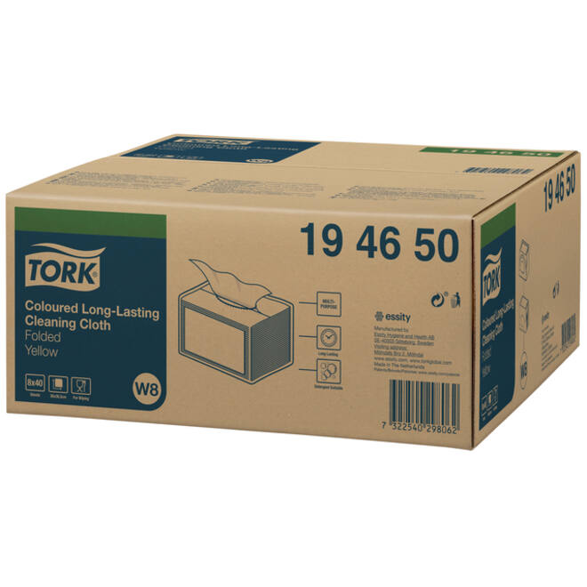 Reinigingsdoek Tork W8 Premium 1-laags 40 vel geel 194650