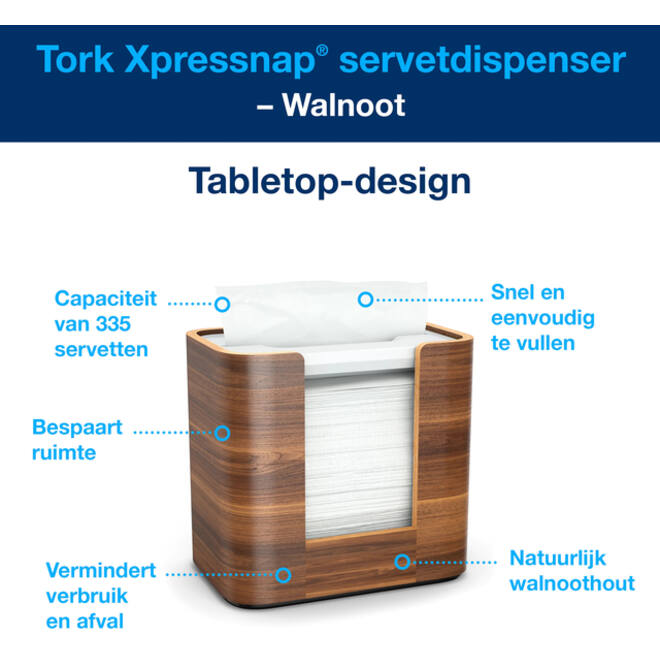 Servetdispenser Tork Xpressnap® tabletop N4 compact image walnoot 273002